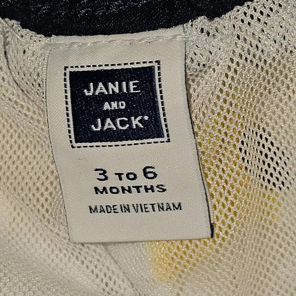 Janie and Jack Boys Yellow White Anchor Stripe Swim Trunks Shorts 3-6 Months - Picture 3 of 4